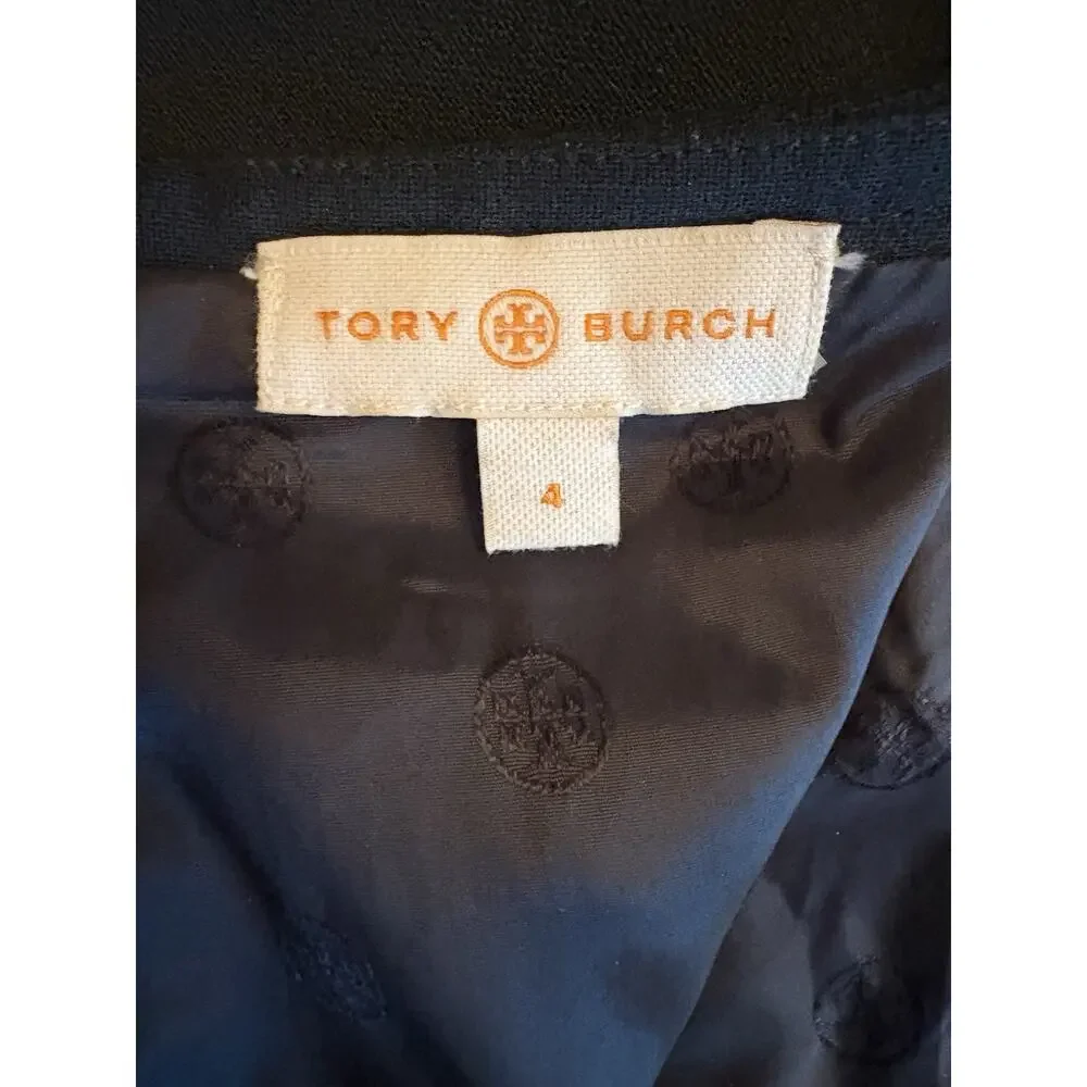 Tory Burch Sz 4 Lydia Black Wool Blend Sheath Dress
